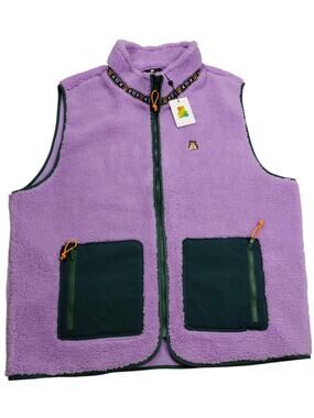 Teddy Fresh Sherpa Fleece Vest Purple Size XXL Full Zip Men's